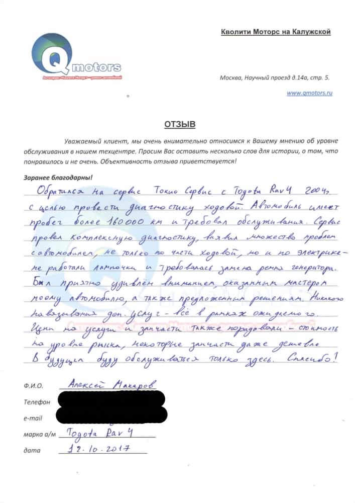 Алексей Макаров - отзыв о «Кволити Моторс»